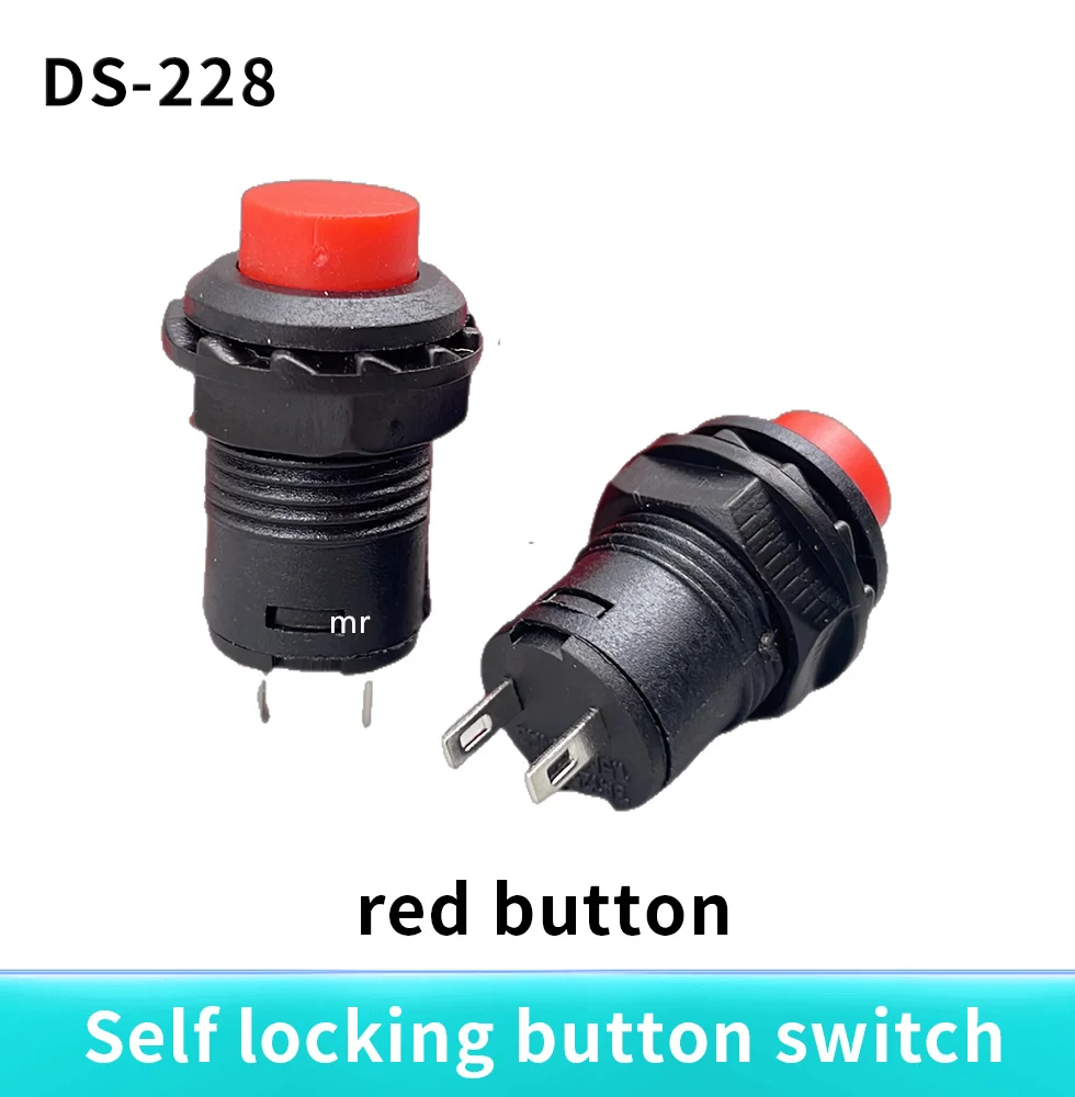 1Pcs Self locking button DS-228 DS228 12mm  Lock Latching OFF- ON Push Button Switch maintained pushbutton switches