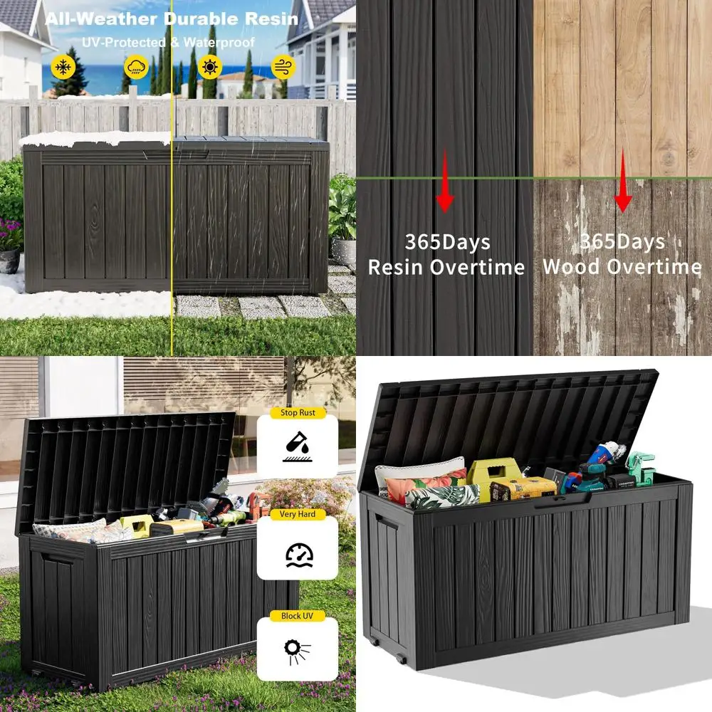 

85 Gallon Outdoor Storage Box with Wheels - Lockable, Weather-Resistant Deck Box for Patio Cushions, Garden Tools, and Pool Acce