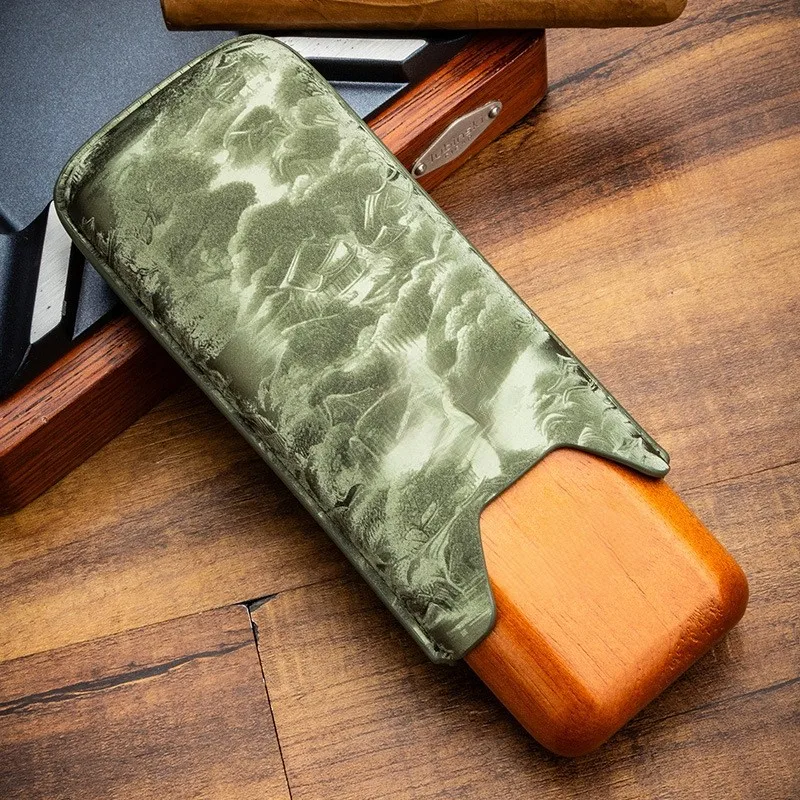 Cigar Case With Dual Compartments for 2 x 25 Ring Gauge Anti-wrinkle and Scratch-resistant Hardshell Case Protects from Damage