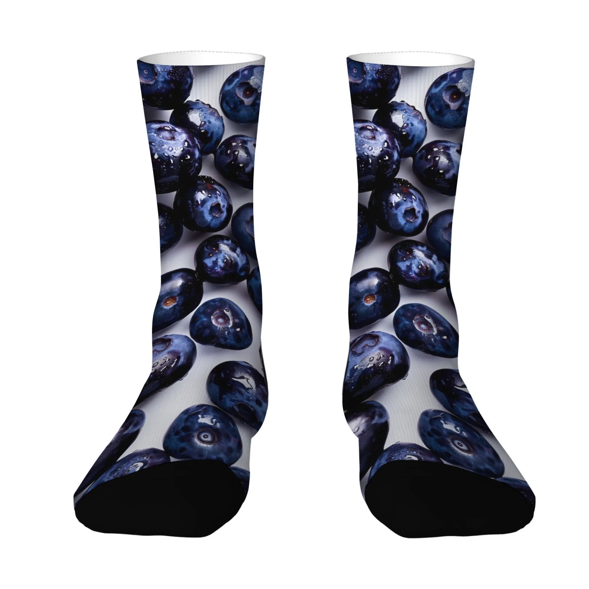 Fun Blueberry Socks for Food Lovers Cute Fruit Print Crew Socks Buttery Soft Everyday Socks Relaxing Home Socks
