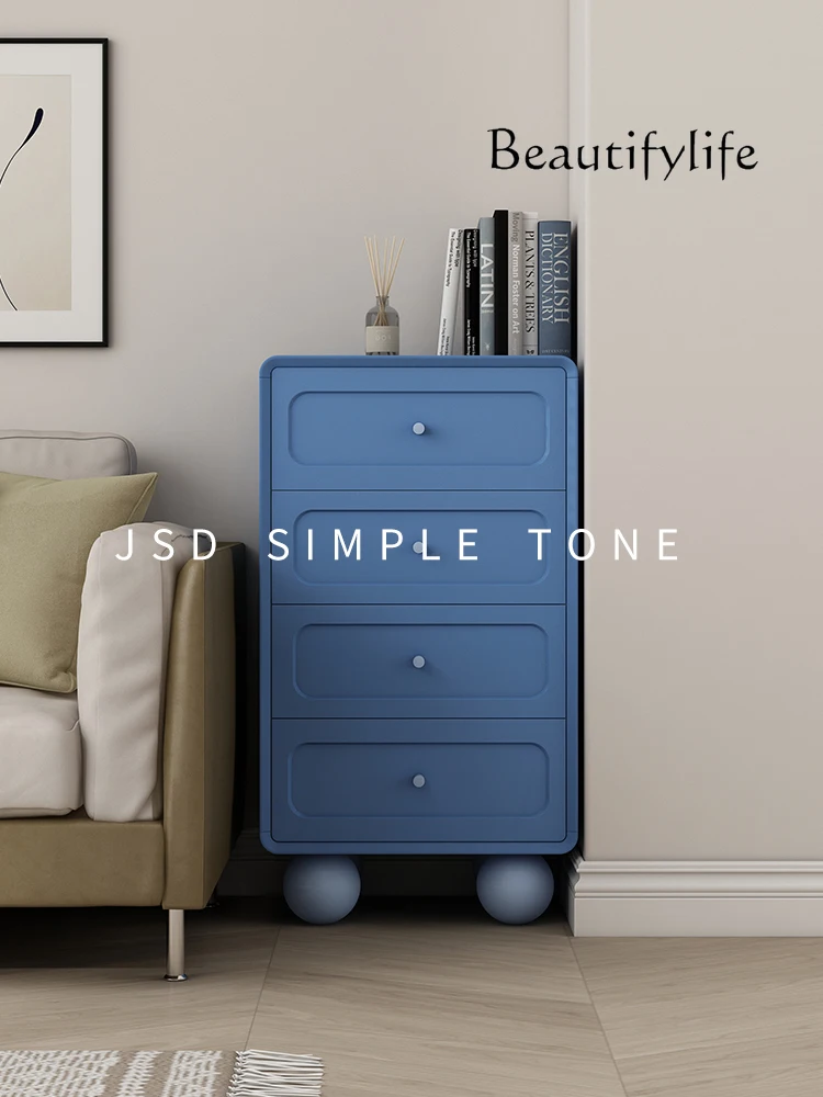 Simple-toned small chest, storage cabinet next to the sofa, pink five-bucket living room, balcony, locker