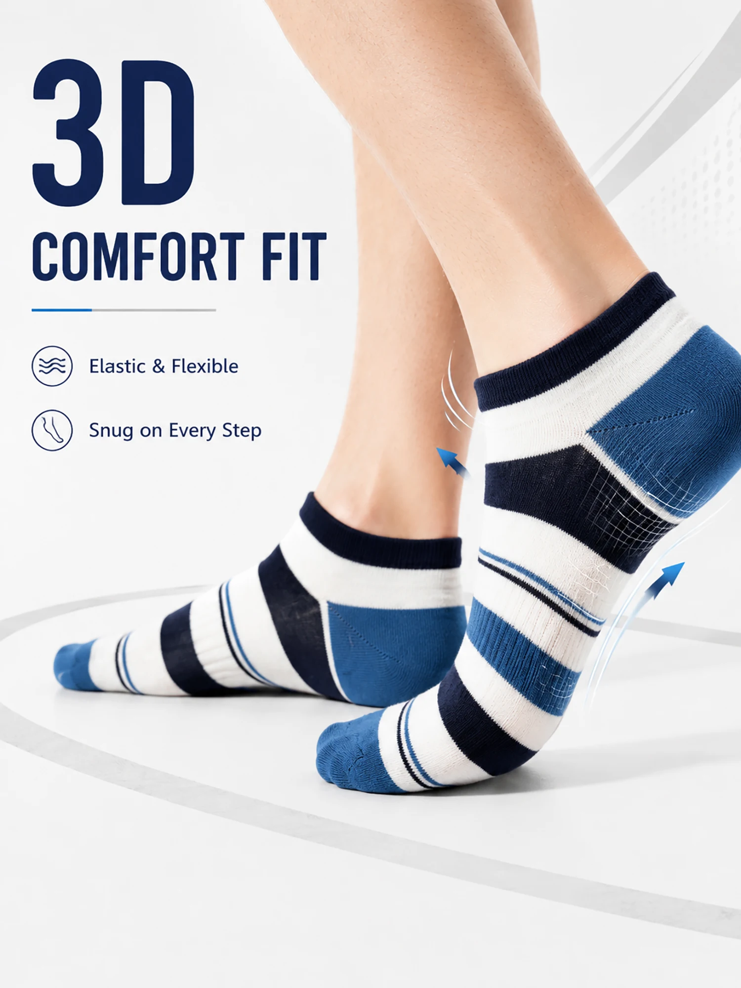 1/4 Pasang Kaus Kaki Pria Bergaris Warna-Warni, Bahan Katun Bernapas, Empuk, Model Pendek, Untuk Olahraga Lari, Anti Selip, Menyerap Keringat, Cocok untuk Hadiah
