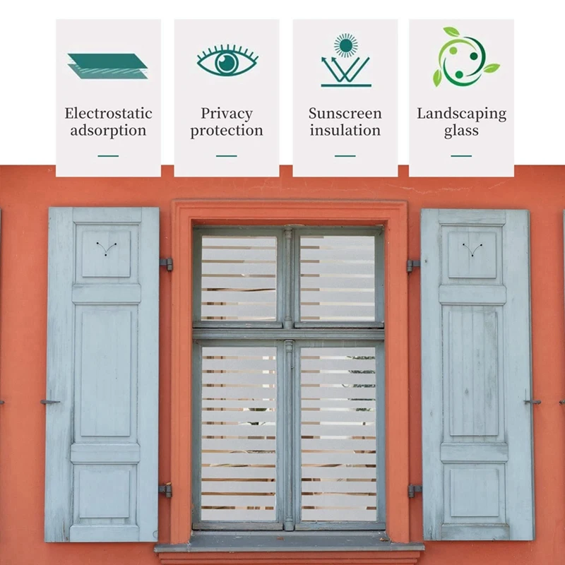 Static Cling Decorative Frosted Film Non-Adhesive Window Sticker Glass Window Film Privacy 45Cm