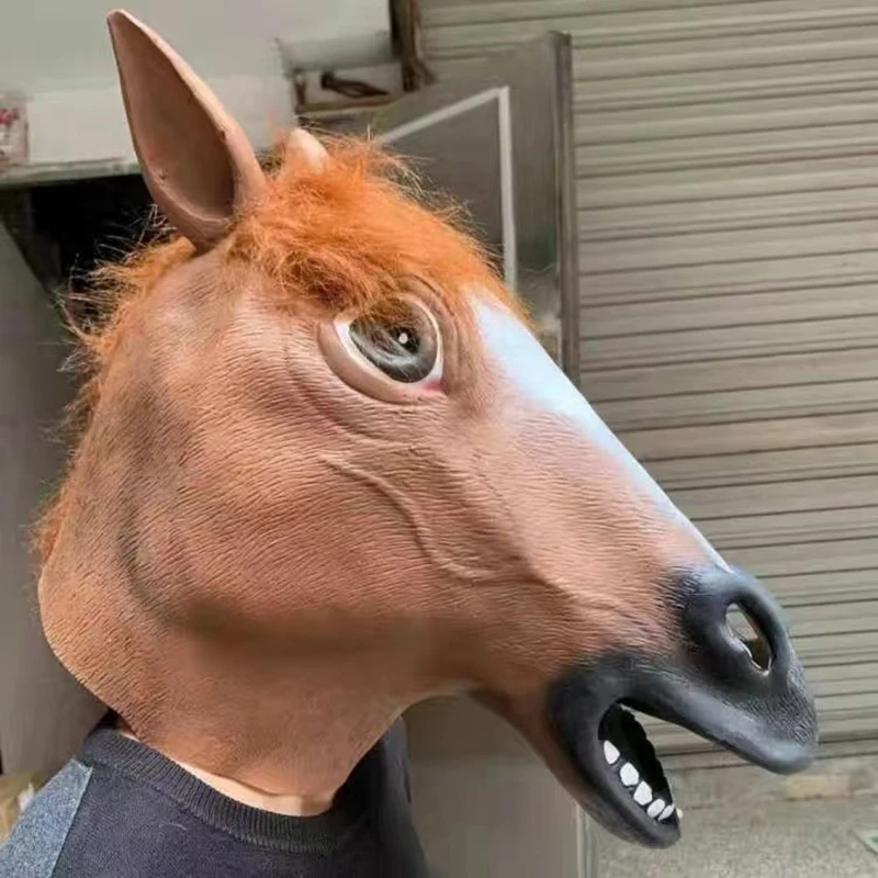 Máscara facial de Cosplay para adultos, simulación divertida, Husky, caballo, burro, perro, casco de silicona, Máscaras completas, broma, truco divertido, juguetes de broma