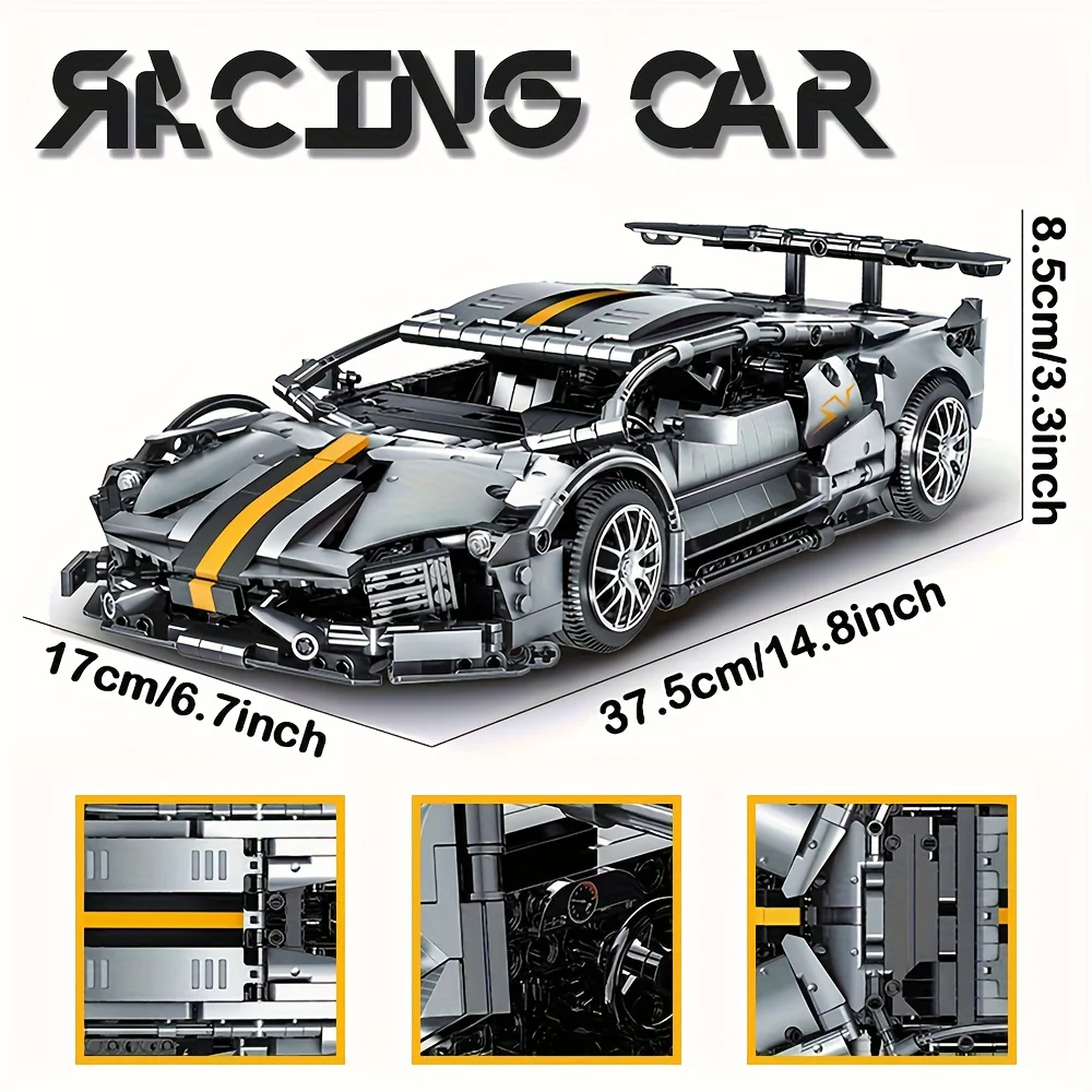مجموعة مكعبات بناء سيارة سباق فائقة من تكنيك، ديكور لامبو رائع لسطح المكتب لتزيين المنزل، هدايا عيد الميلاد وأعياد الميلاد للعام الجديد