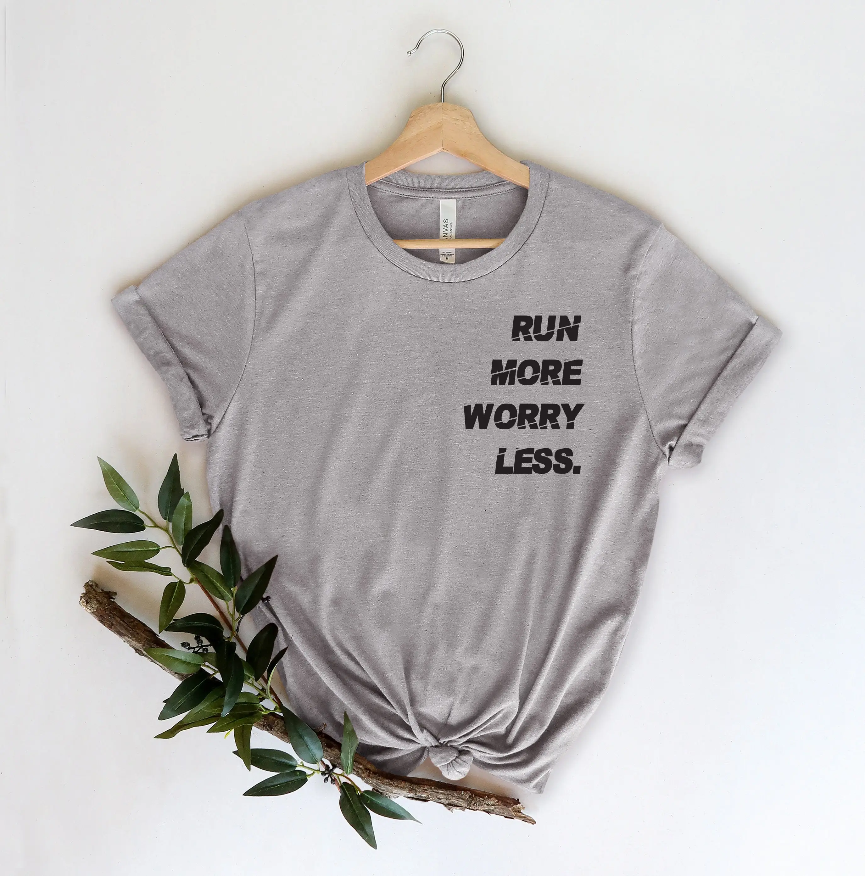 Run More Worry Less T Shirt Running Hike Walk Travel Wanderlust gift Sports Mountain