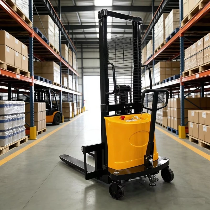 500kg 700kg 1000kg  2.0 TON Semi Electric Self Load Lifting Pallet Stacker Forklift Standing Style Semi Electric Stacker