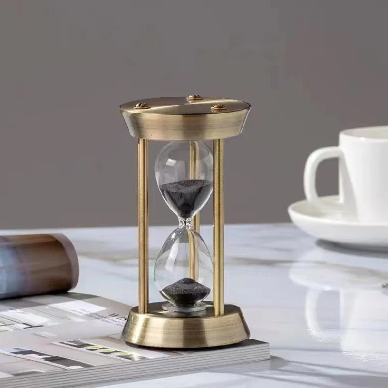 Living Room Metal Three Pillar Timer Ornament Mini Luxury Desktop Decoration Hourglass Countdown Bedroom Hardware Hourglass