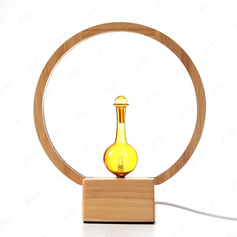 Retro Solid Wood Circular Night Light Pure Essential Oil Waterless Aromatherapy Machine Warm Lamp Glass Aromatherapy Diffuser view 5
