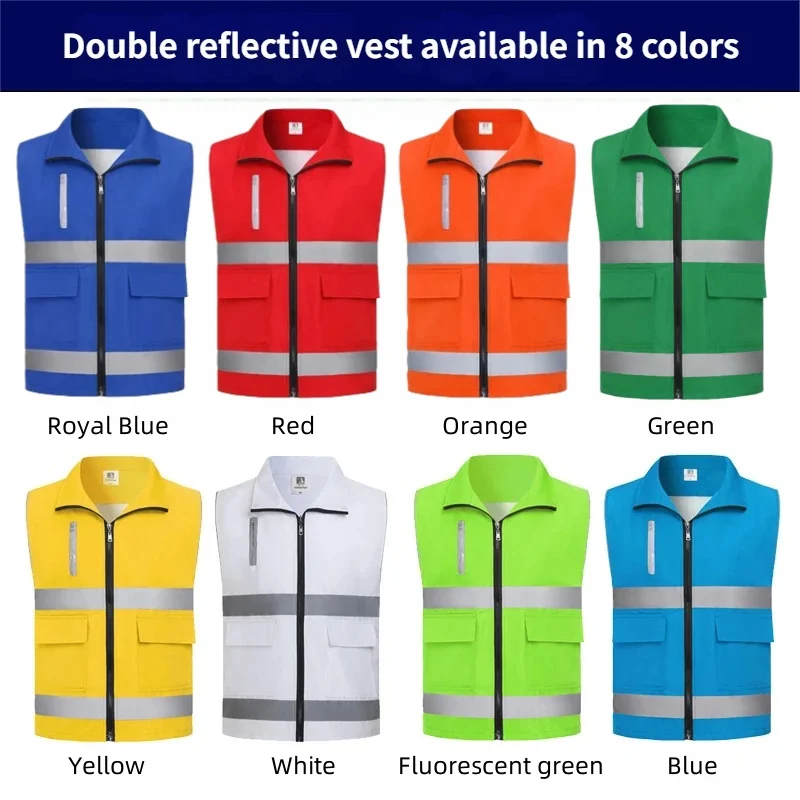 

Composite double-layer mesh double-waist lightweight lapel vest 8 Bright-colored outdoor work vest custom logo