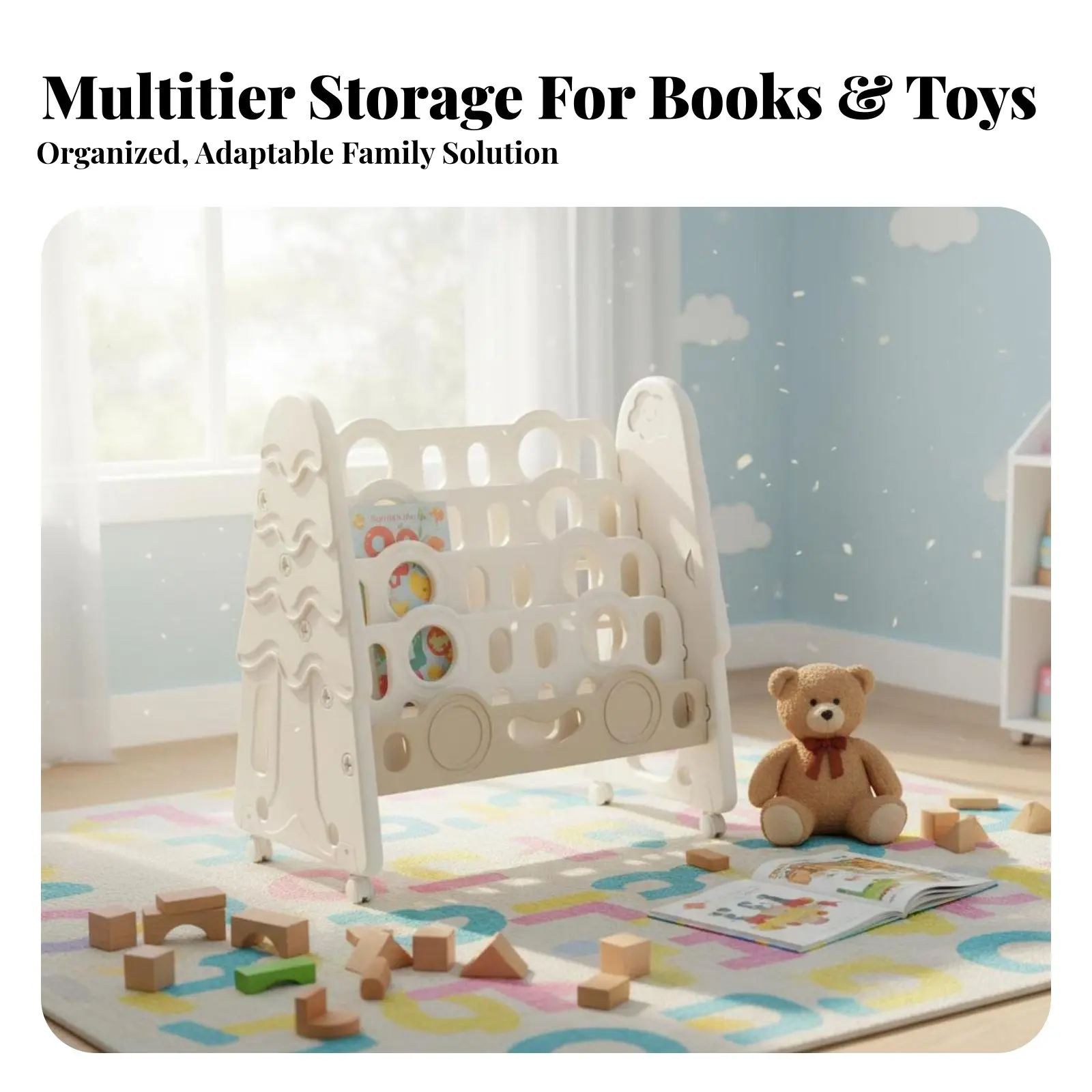 rolling-book-trolley-cute-playful-creature-design-three-tier-book-trolley-lockable-casters-large-capacity-for-young-children