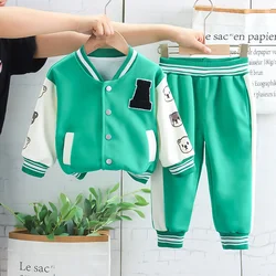 Baby Boys Girls Baseball Sets New Kids Trend Fashion Autumn Suit Children Casual Clothes Infant Letter Jacket+Pants 2Pcs Outfits