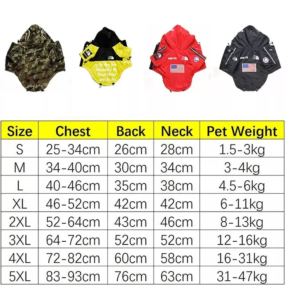 Dog Clothes Raincoat Windproof Jacket Pet Coat Windbreaker French Bulldog Hoodie For Dogs Clothes Jacket Dog Reflective Clothes