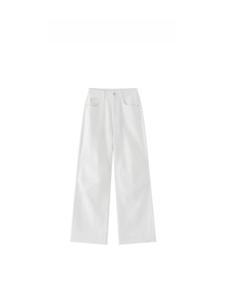 

High Waist Straight Leg Wide Leg Jeans Casual Cotton Stretch Denim Zipper Closure Ladies Faion LE BON TEMPS C90044