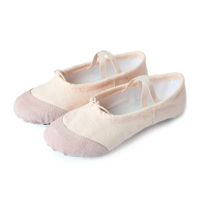 Four-Season Adult Soft Sole Practice Shoes Kids Ballet Black Leather Toe Gymnastics Shoes Yoga Slip-On Cat Paw Dance Shoes