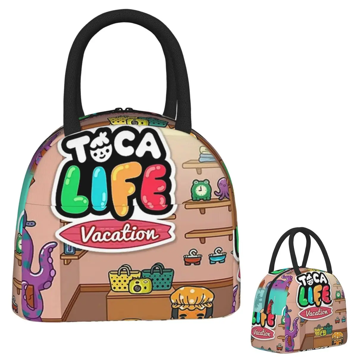 

Toca Life Box Toca Boca Cute Game Lunch Bags Insulated Bento Box Waterproof Lunch Tote Picnic Bags Cooler Bag for Woman Student