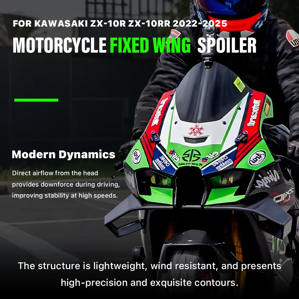 Para Kawasaki ZX-10R Verde 2022 2023 2024 2025: Asa Fixa de