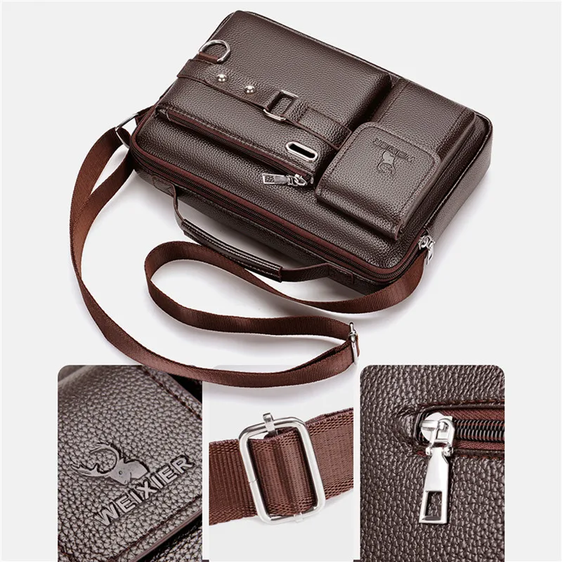 Fashion Men\'s Shoulder Bag Portable PU Leather Handbag Business Briefcase Travel Man Crossbody Bags Brand Qualit Men Bag