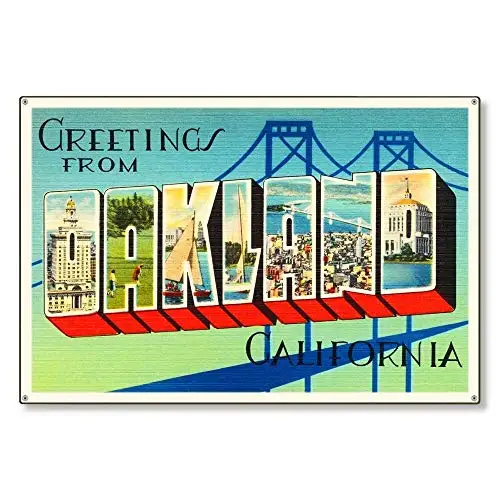 Blechposter Oakland California Travel Home Living Decor Wandkunst Poster Metallblechschild Wanddekoration Man Cave Bar