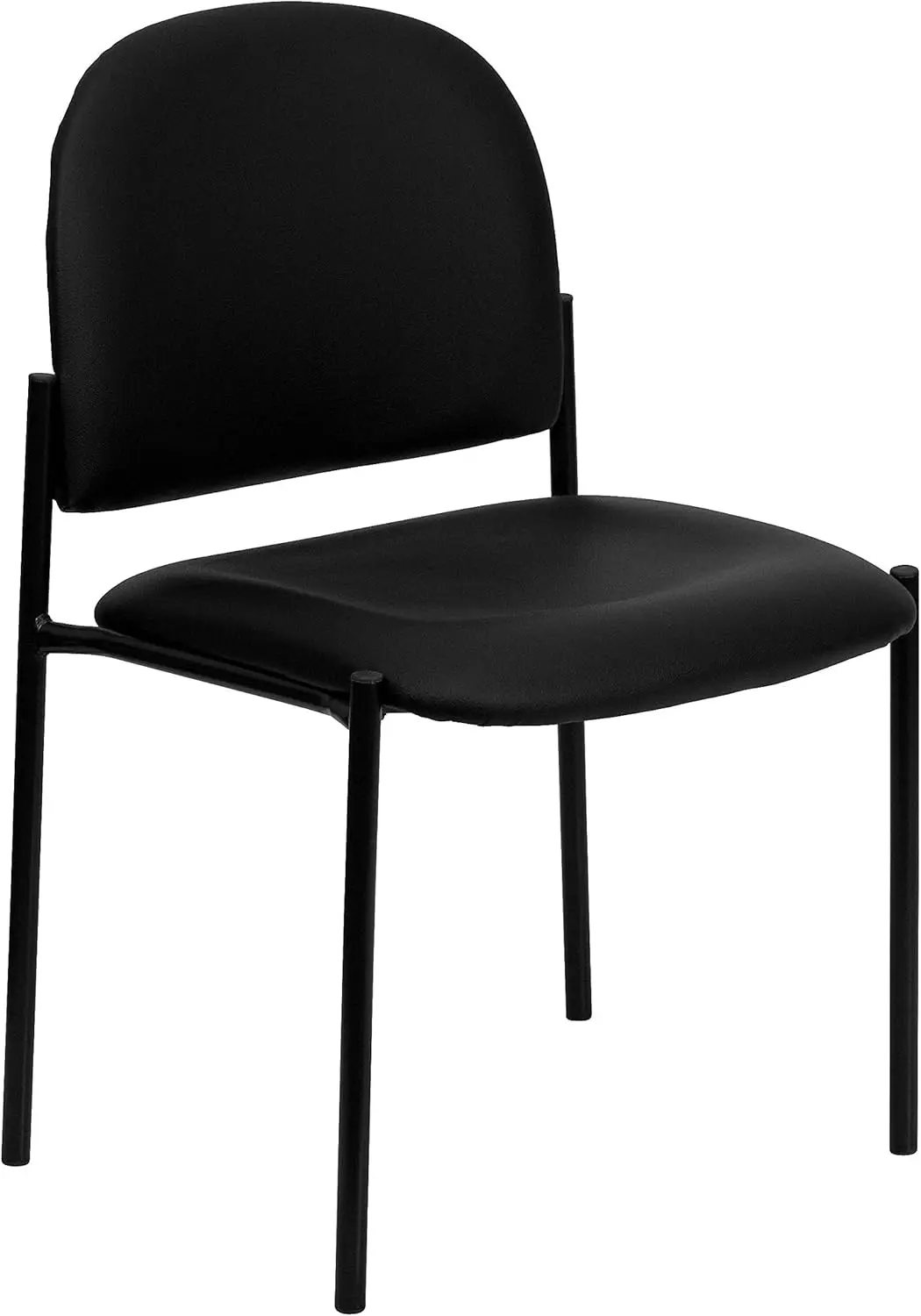 

Modern Stackable Vinyl Upholstered Side Chair with Padded Seat for Office or Living Room, Black