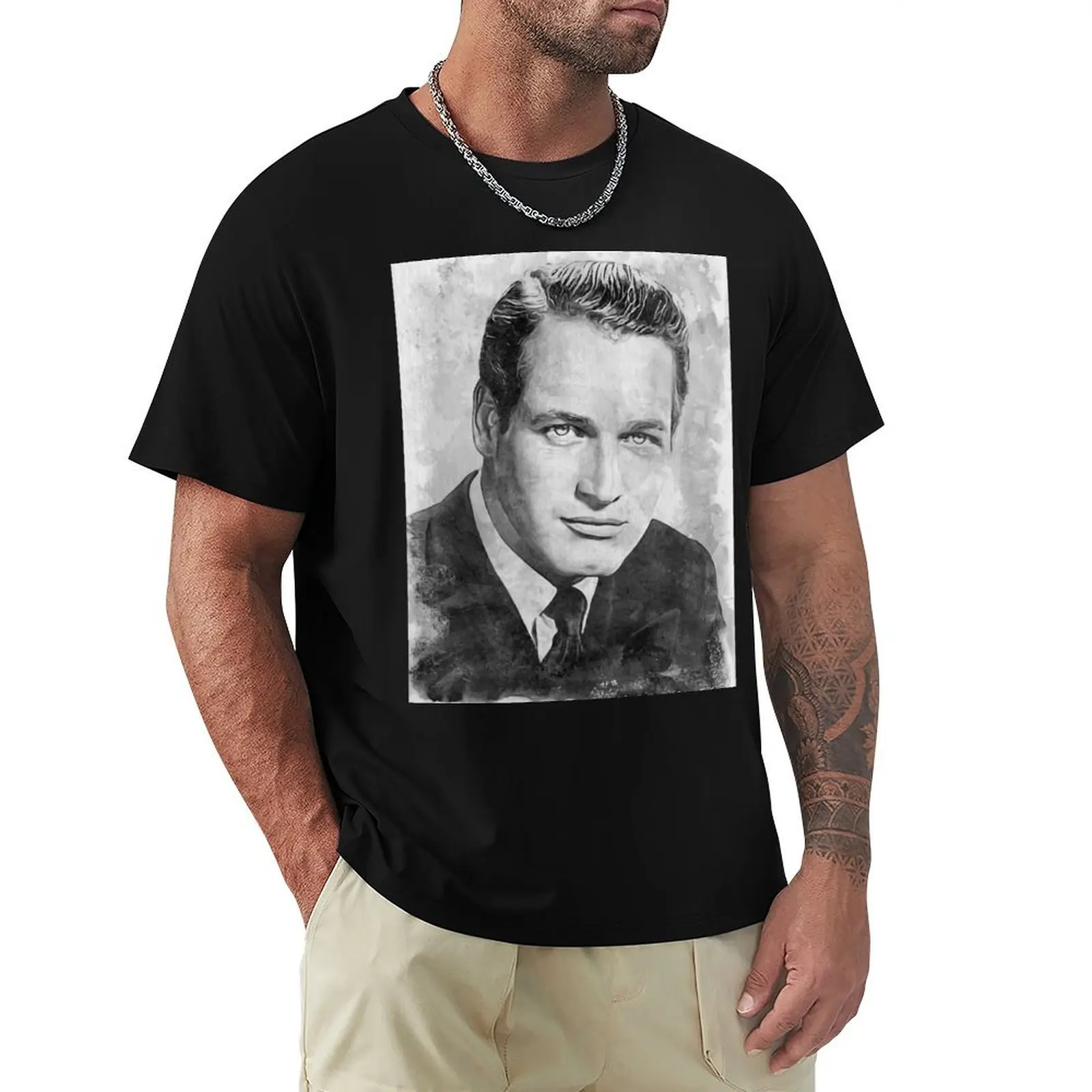 

Paul Newman Art - watercolor bw - D42 T-Shirt Anti-Pilling Casual T-Shirt
