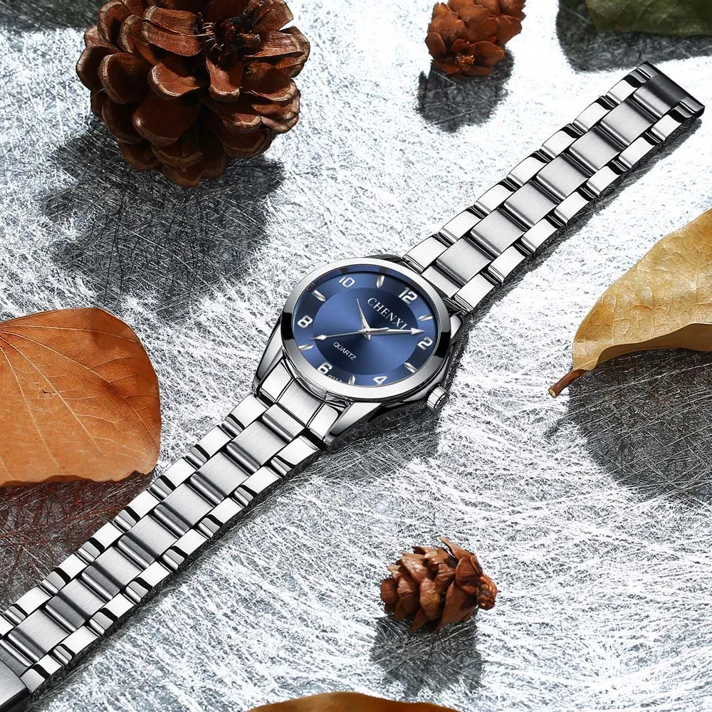 CHENXI Square Couple Watches Set High Quality Stainless Steel Waterproof Quartz Watch Couples Man and Woman Gifts for Lover