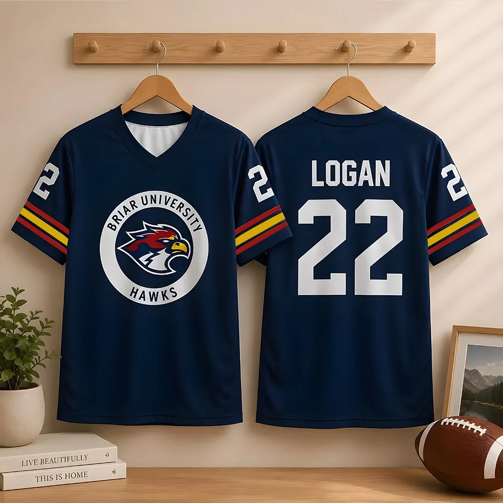 Off Campus Briar University Jersey Summer V-neck Short Sleeve Shirt Graham 44 22 DI LAURENTIS 66 Tucker46 Tees Unisex Sportswear