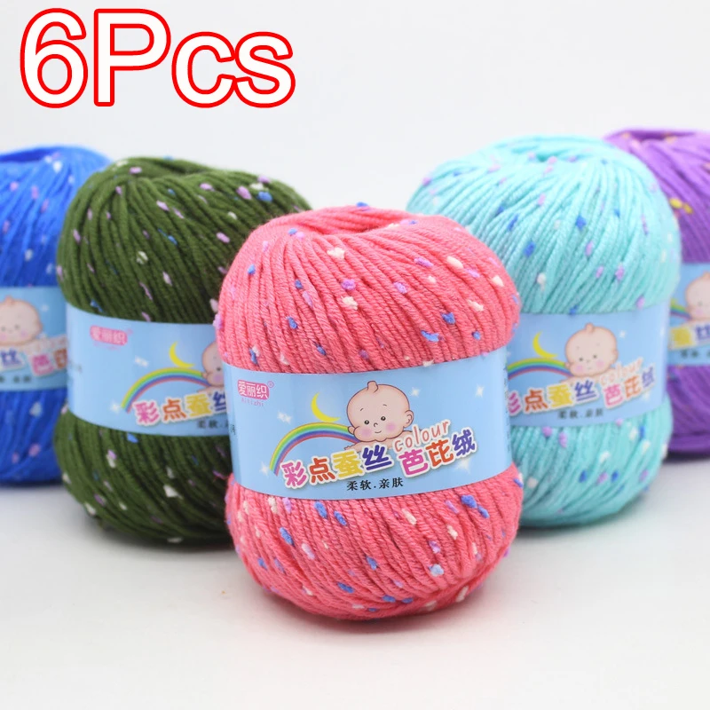 6 Stück Baumwoll-Kaschmir-Garn zum Handstricken, Häkeln, Kammgarn, Wollfaden, bunte, umweltfreundliche Handarbeiten