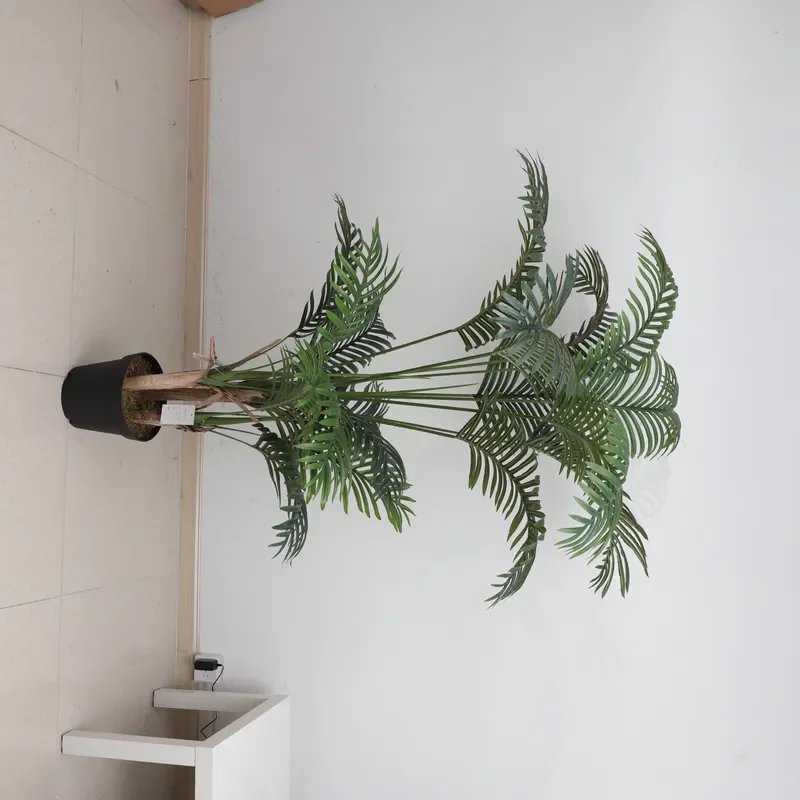 Hot Selling Artificial Plants for Home Hotel Decor for Areca Palm Tree UV Proof Plastic Palm Leaf