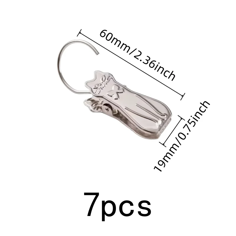 Decorative Home Accent Animal Shape Curtain Hooks, 7 pcs, Home Cute Decoration, Cute Cat Shape Design for Living Room Window