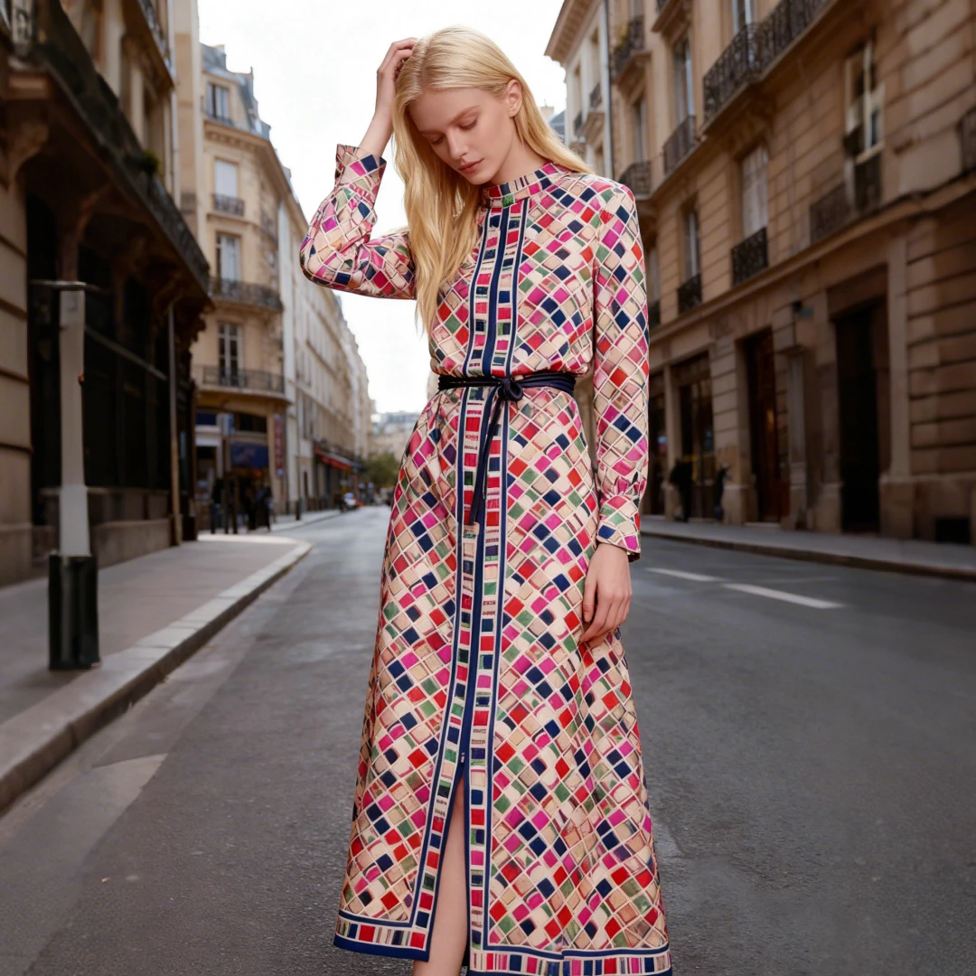 Women's Dress 2025 Autumn Long Sleeve A-line Shirt Skirt