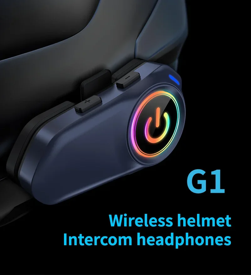 Intercomunicador para casco de motocicleta G1, auriculares BT5.4, 1000mAh, modo de reposo súper largo, 500m para 2 conductores, Intercomunicador para Moto