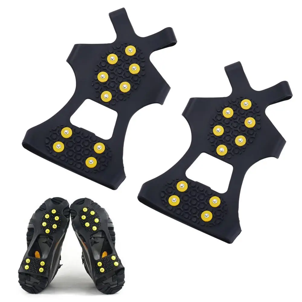 1Pair Anti Slip Spikes Grips Crampon Cleats Sport Shoe Cover For Women Men Boots Cover Anti-Skid 10-Studs Snow Ice Claw Climbing