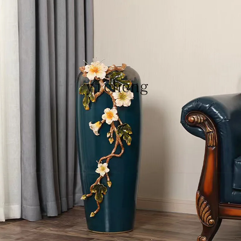ZMLliving room large floor-to-ceiling vase high modern flower arrangement simulated flower decoration home ornament