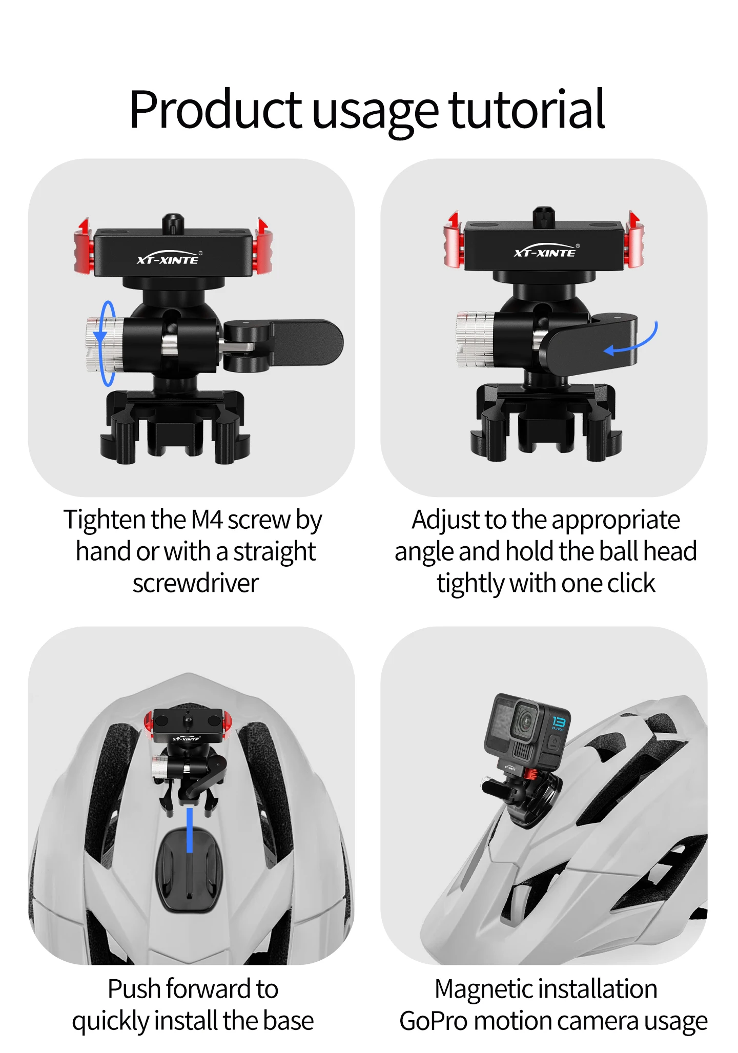 17MM Kugelkopf Action Kamera Schnellverschluss Schnalle Basis für GoPro Insta360 DJI Osmo Tasche Magnetische Motorrad Halterung – Detail 8