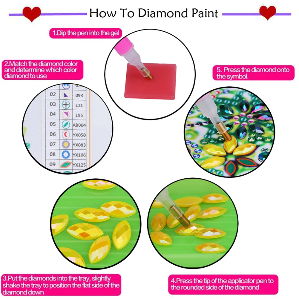 

5D DIY Partial Special Shaped Drill Diamond Painting Heart Flower Decor 40x70cm