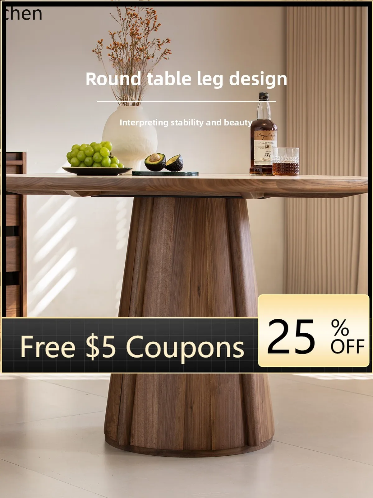 

travertine rock slab round dining table black walnut small apartment dining table round table