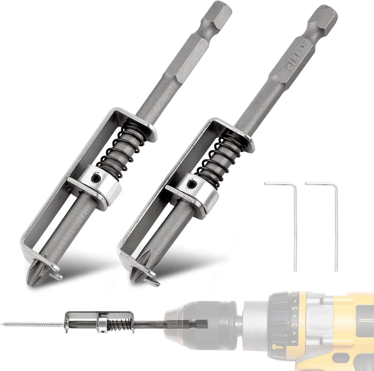 

2 шт. пружинные держатели для бит, универсальный инструмент для фиксации бит, предотвращающий выпадение, для работы одной рукой