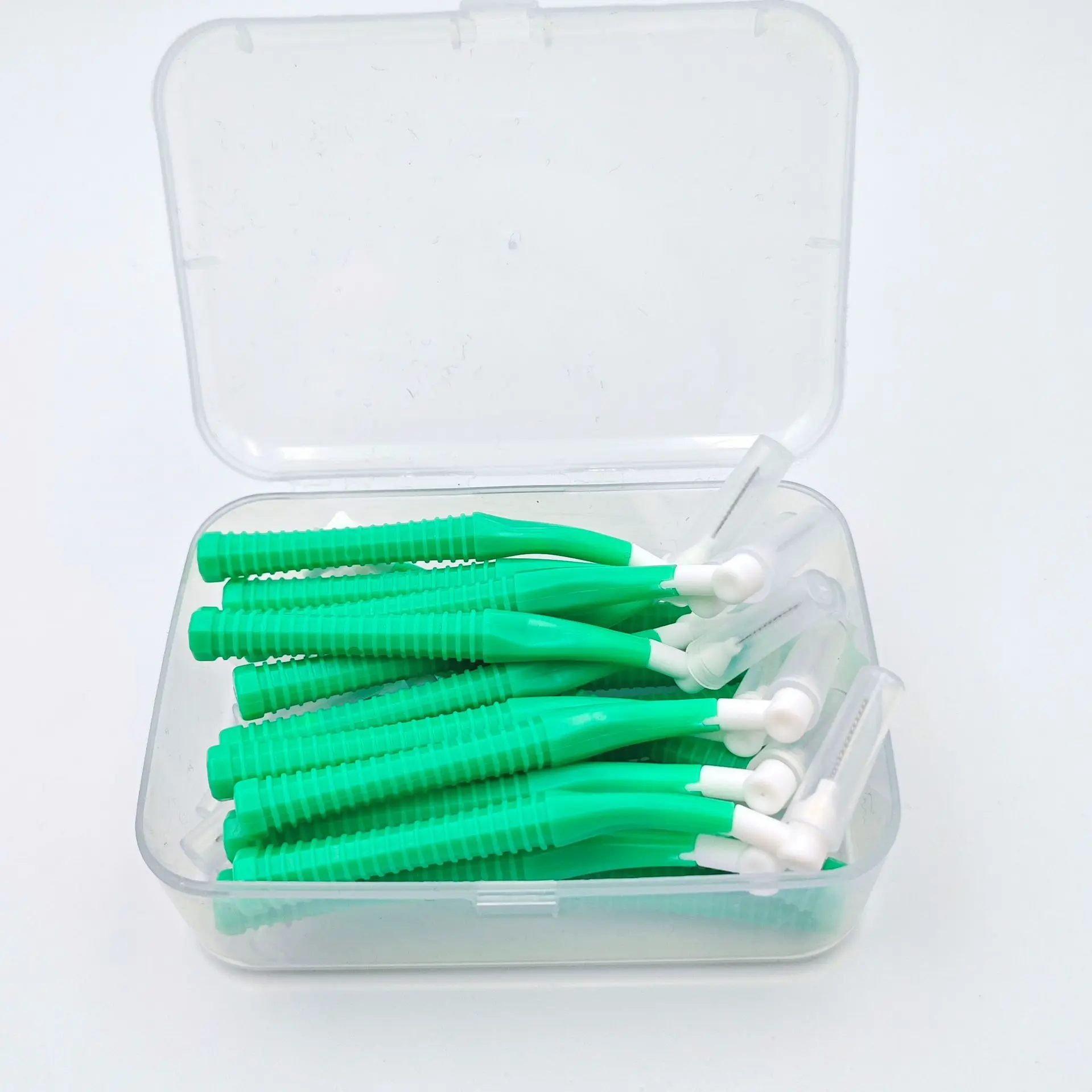 Escova interdental em forma de l para ortodôntica dentária, 20 peças, limpa entre ferramentas de limpeza dos dentes, mini escova macia com capa contra poeira