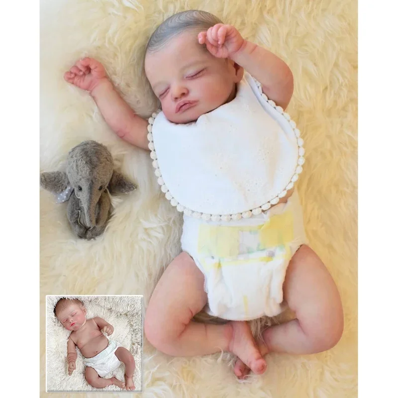 

45cm Rosalie Full Body Vinyl Sleeping Baby Reborn Baby Dolls Lifelike Soft Touch 3D Skin with Visible Veins Collectible Art Doll