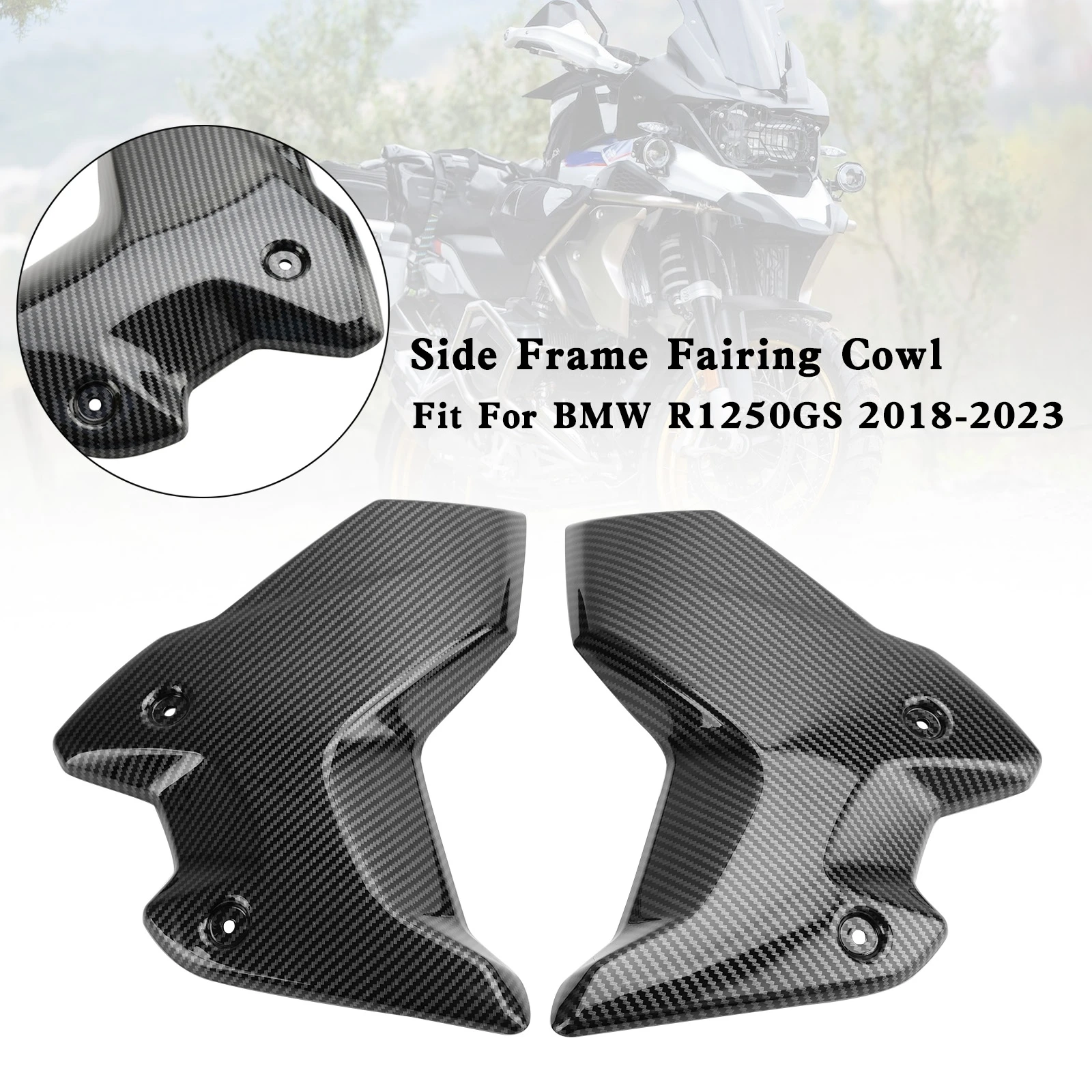 

Side Frame Fairing Cowl Guards Radiator Cover for BMW R1250GS 2018-2023 Carbon