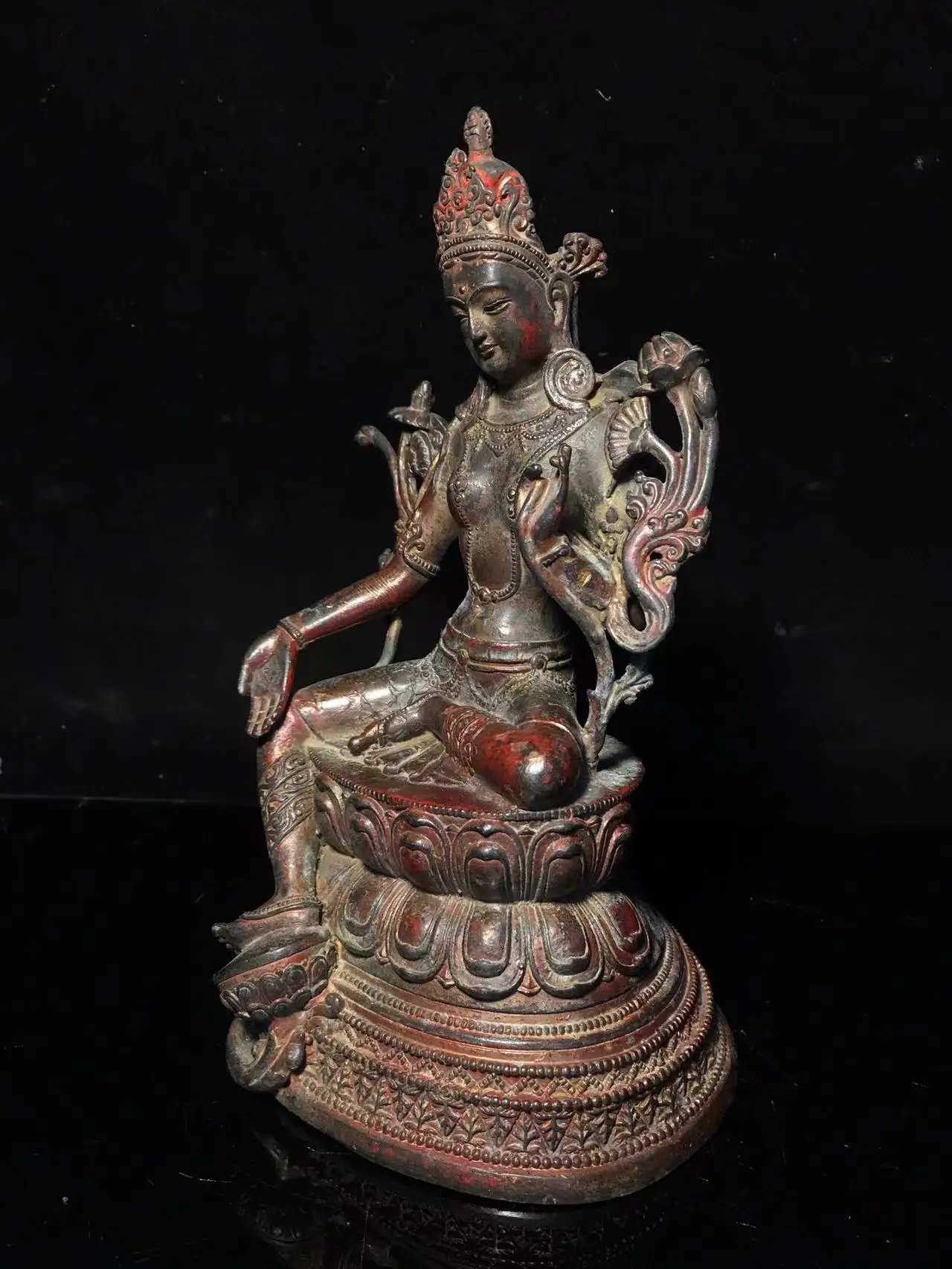 Antique Tibet copper Green Dom Buddha Statue statue,Hand-carved crafts,Decoration,Collection&Adornment