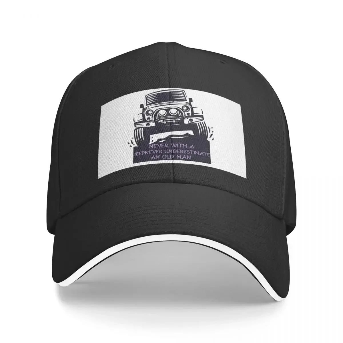 Never Underestimate An Old Man With A Jeep, Gift Baseball Caps Snapback Fashion Baseball Hats Breathable Casual Outdoor Unisex