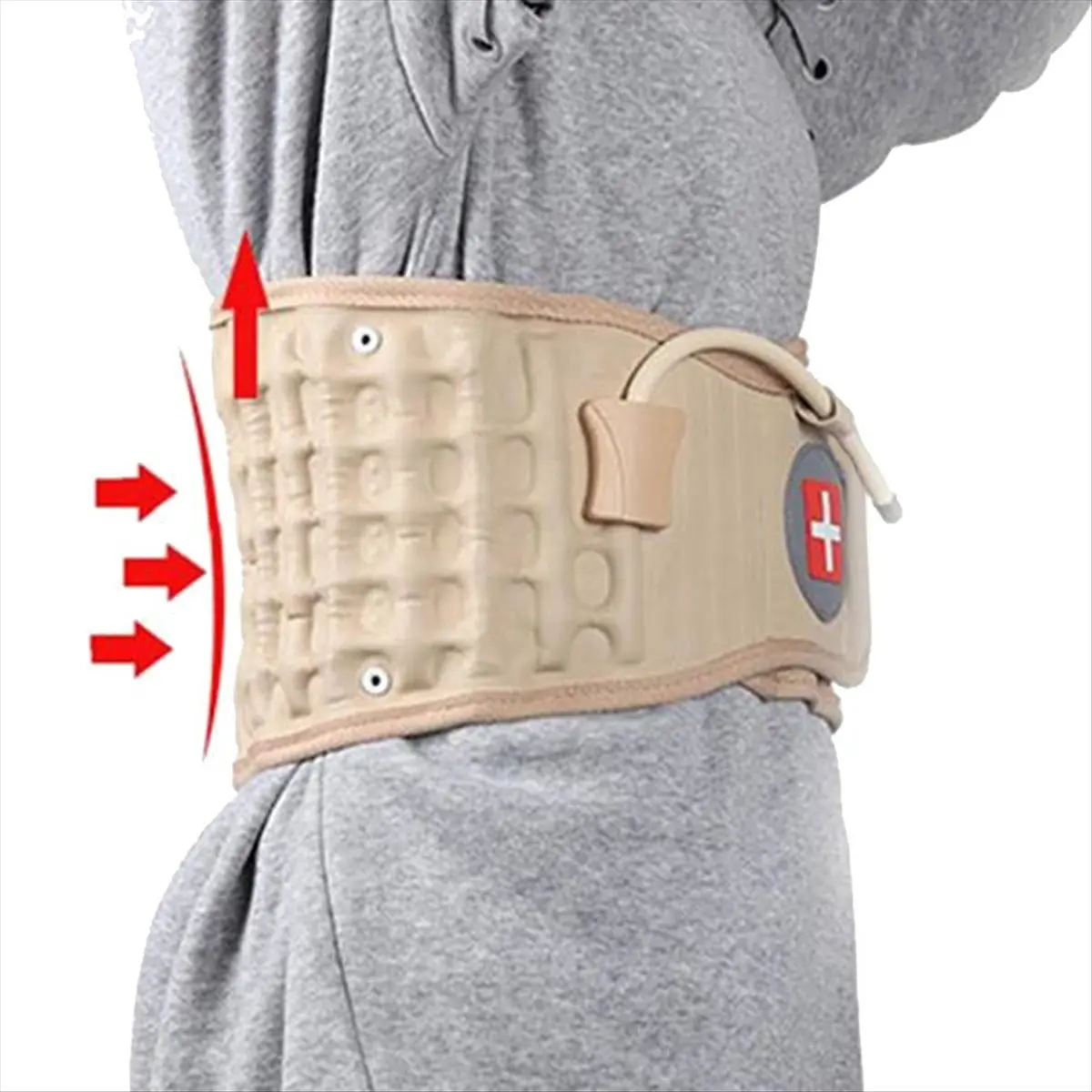 STOCK& Inflatable Waist Traction Brace Belt Spinal Lumbar Support Back Relief Belt Backache Pain Massager Unisex Skin Color
