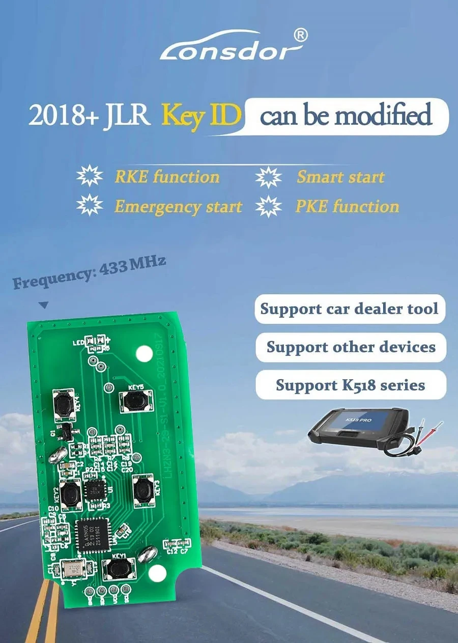 Lonsdor KOBJXF18A Smart Key dla Land Rover Range Rover LR2 LR4 dla Jaguar F-Pace F-Type XE XF XJ dla K518 Key Tool 315MHz/434MHz