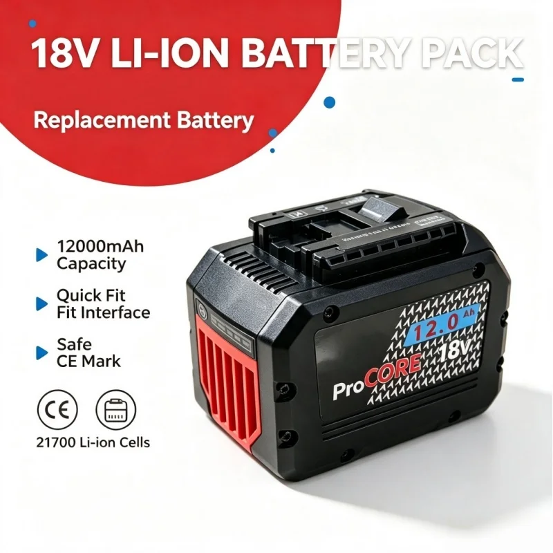 High‑Capacity 18V 12000mAh ProCORE Li‑ion Battery Replacement For BAT609 BAT618 GBA18V 21700 5C High Power Battery Cell