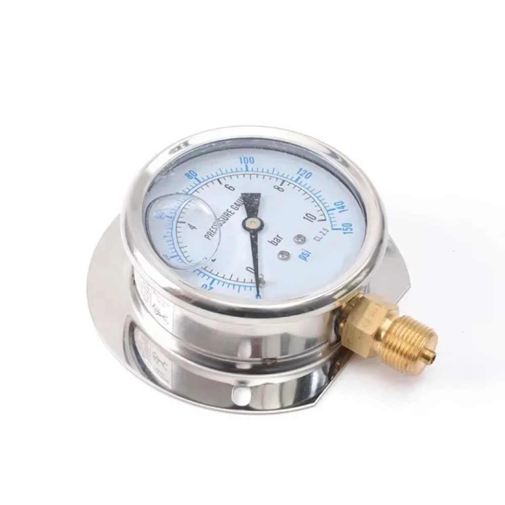 High Precision Sanitary Flat Diaphragm 6 Inch Bar / Kg/Cm Pressure Gauge All Stainless Steel Seal