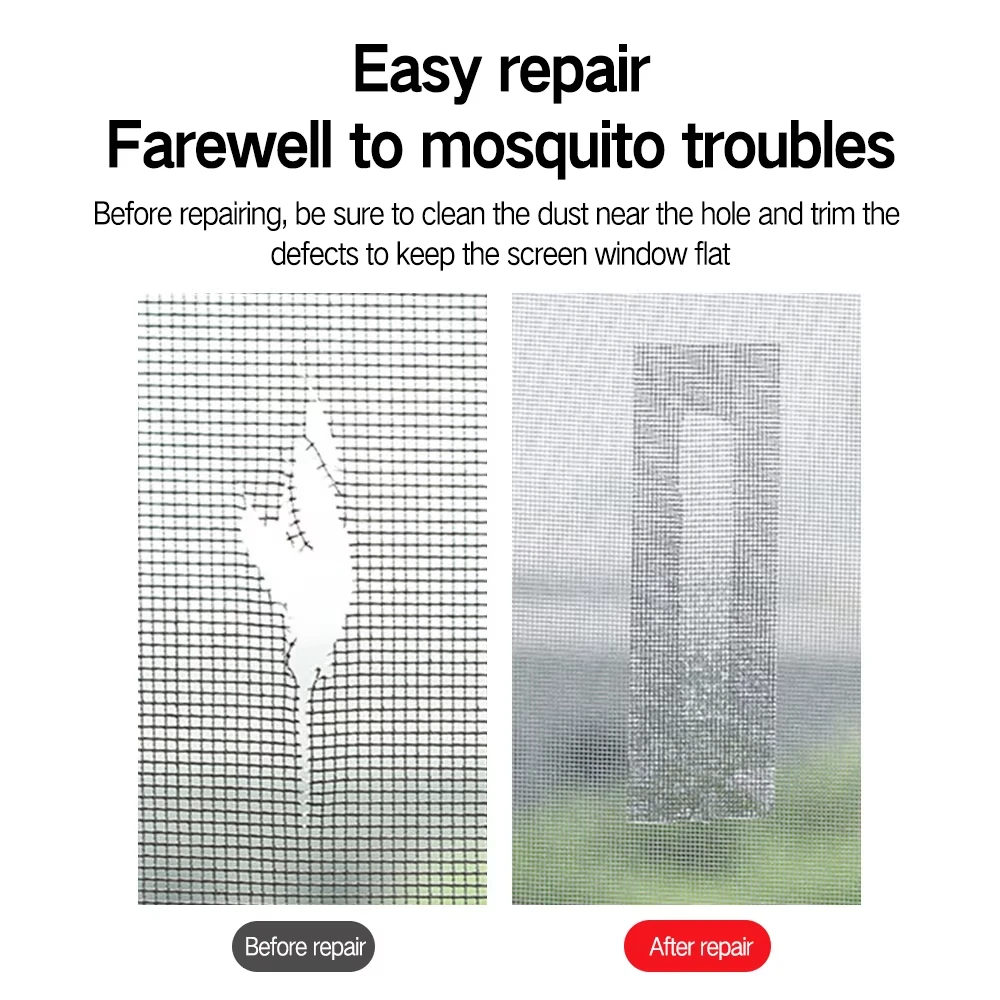 Window Mosquito Net Repair Tape Self Adhesive Window Screen Repair Patch Strong Anti-Insect Fly Mesh Broken Holes Repair