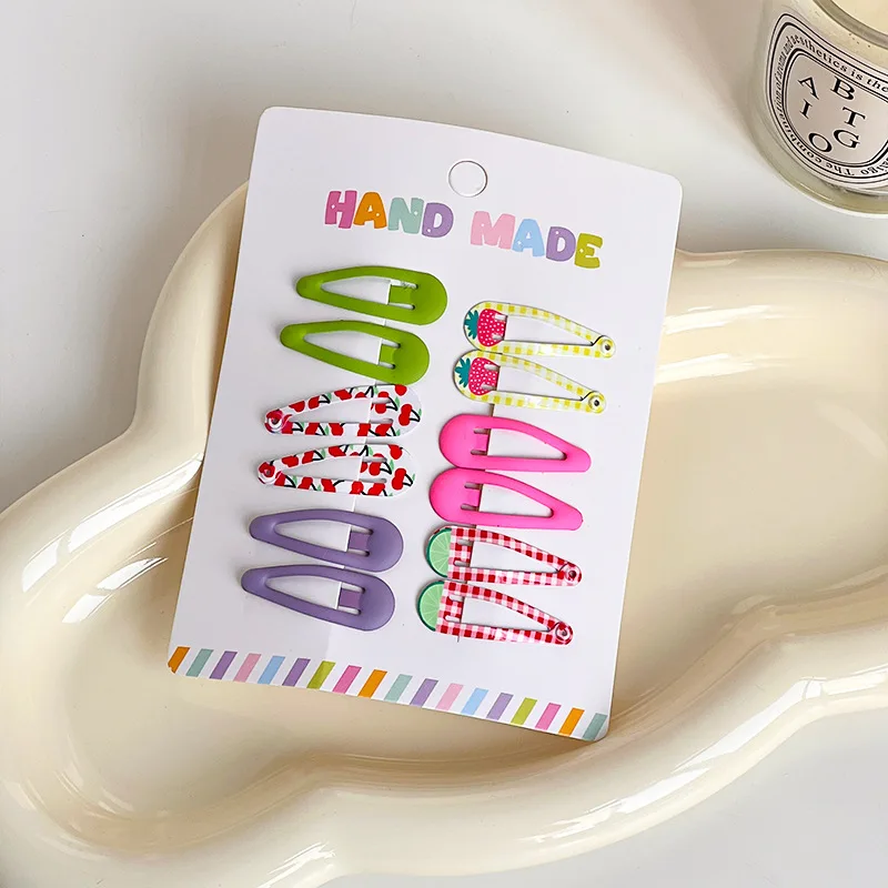 10 Teile/satz Neue Kinder Candy Farbe Plaid Ornament Haar Clips Baby Mädchen Nette Erdbeere Barrettes Haarnadeln Kinder Haar Zubehör – Detail 15