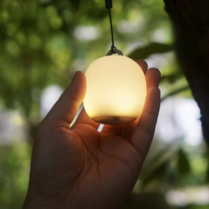Squeeze LED Camping Lantern Silicone USB Rechargeable Mini Portable Tent Lamp Hanging Rope Ambient Light for Outdoor Camping